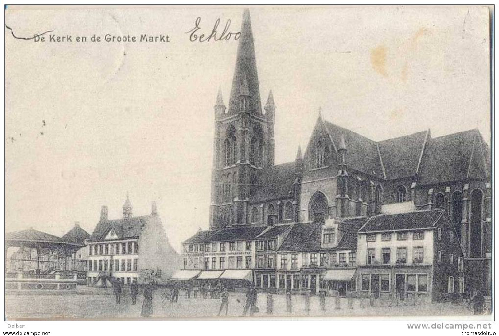 _F073: De Kerk En De Groote Markt...zegel Is Weg - Eeklo