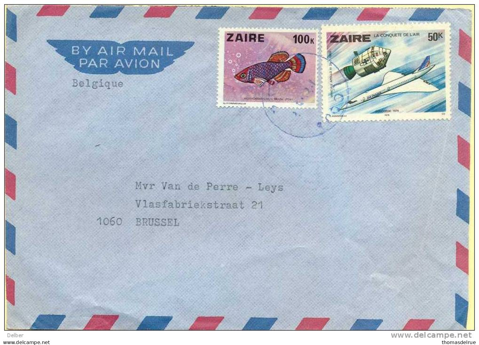 _A991:N°926+947: LODJA  (blauwe Stempel) >>  Brussel  -  Vissen & Geschiedenis Vd Luchtvaart - Used Stamps