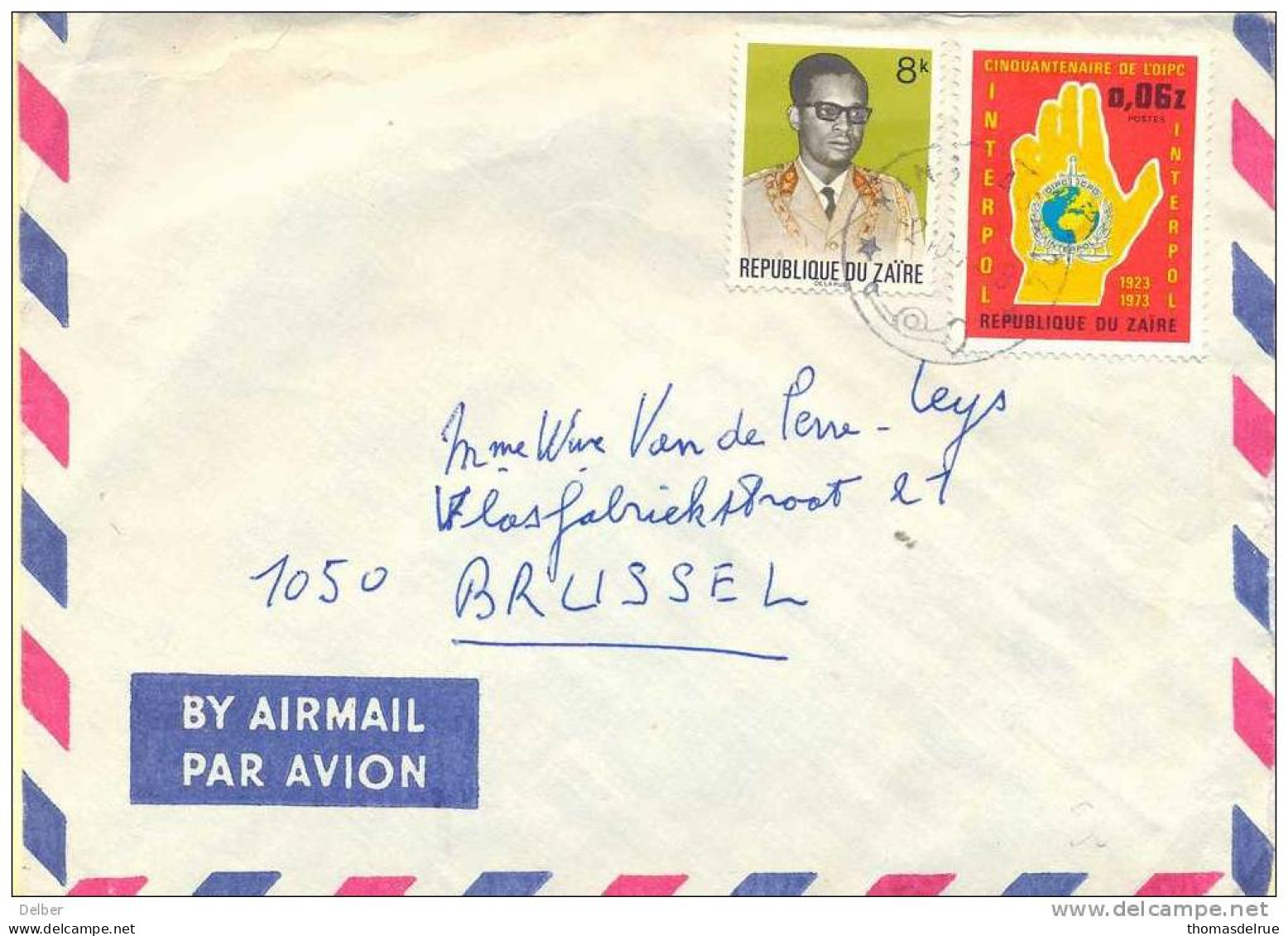 _A982:N°815:  KINSHASA  24  : Verstuurd > Brussel : -2.10.74 - Interpol - Politie...gemengde Frankering - Used Stamps