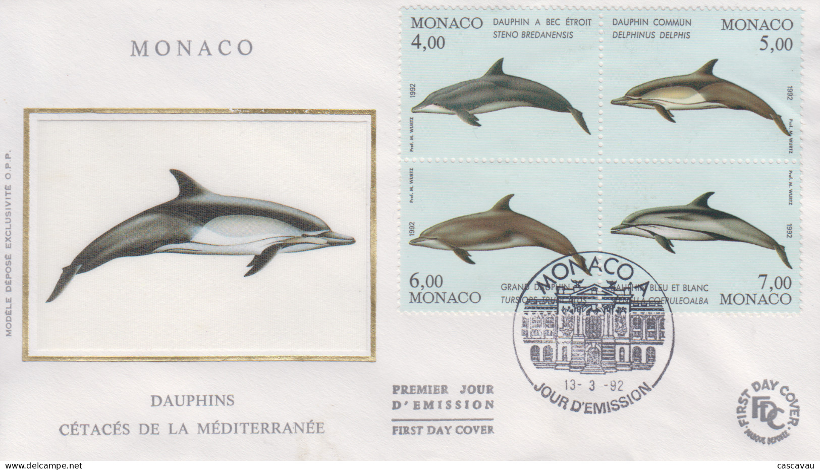 Enveloppe  FDC  1er  Jour    MONACO    Dauphins   1992 - Delfines