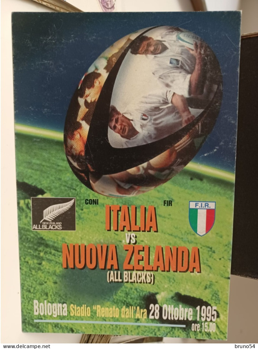 Cartolina Incontro Rugby Italia Vs Nuova Zelanda ,all Blacks Bologna Stadio Dall'Ara 28 Ottobre 1995 - Rugby
