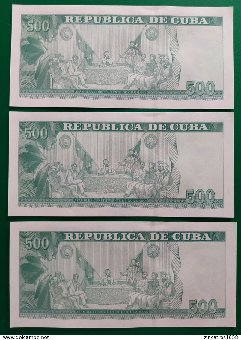 Cuba / Lot 3 X 500 Pesos 2022 100% UNC Ignacio Agramonte/ Consecutive Numbers From Bundle + Best Price You Can Find+++ - Cuba