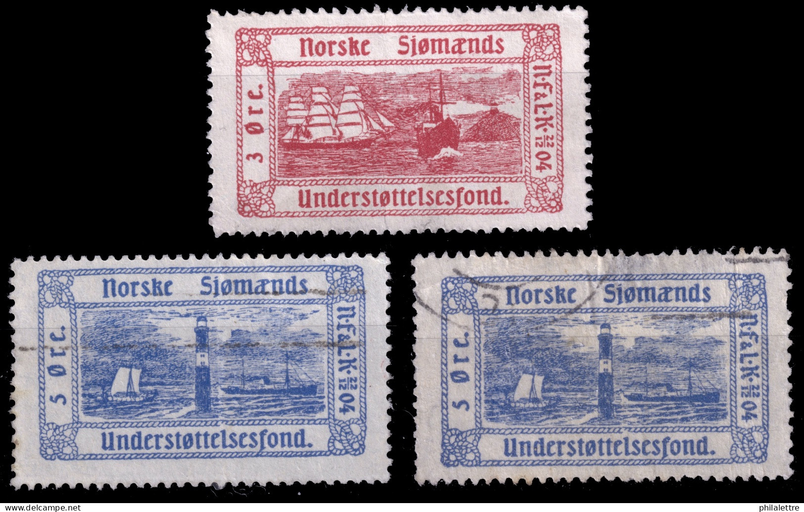 NORWAY - 1904 3ö & 5ö Poster Stamps For The Norwegian Seamen Support Fund P.14 - "Norske Sjømænds Understøtelsesfond" - Andere & Zonder Classificatie