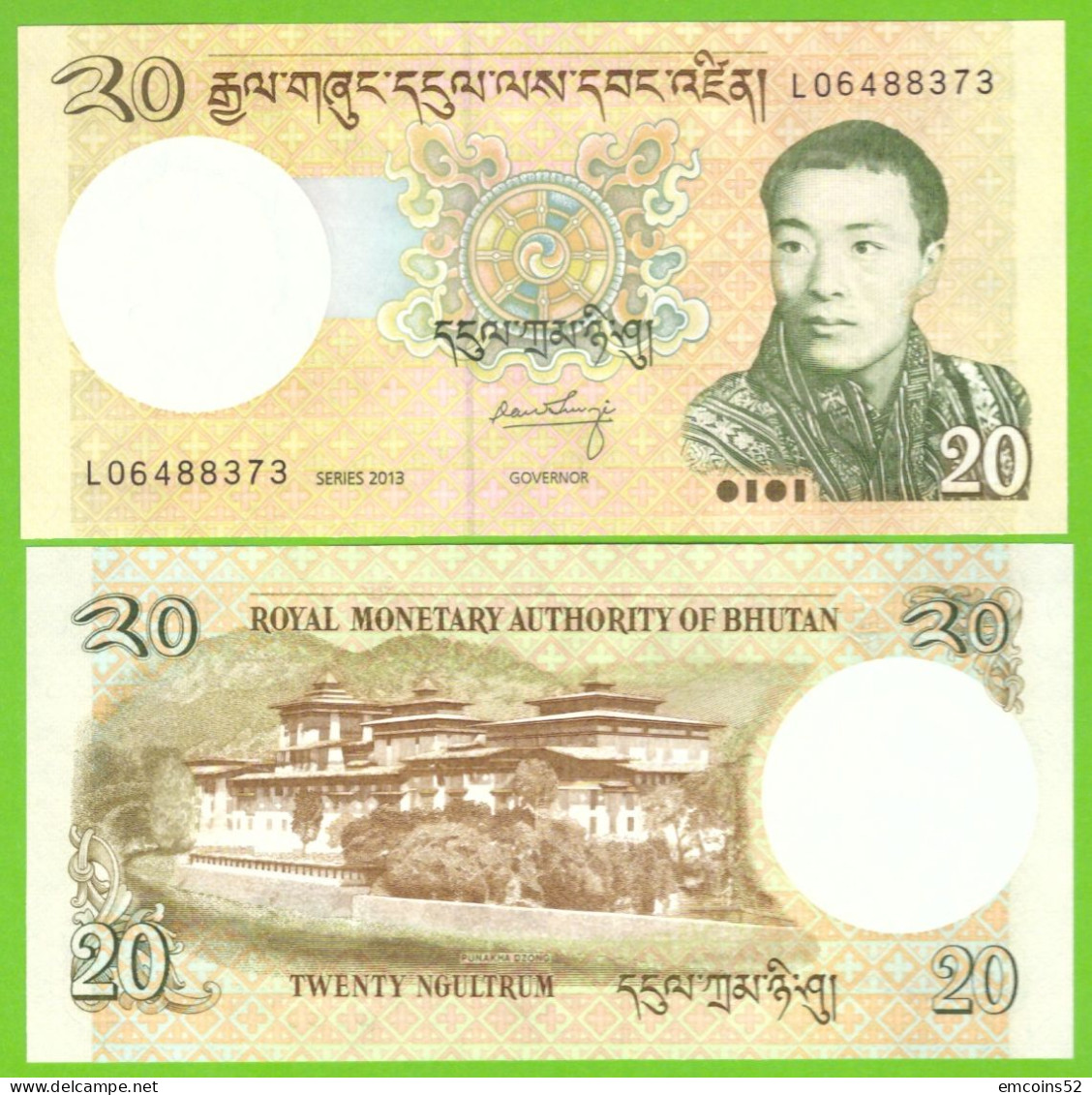 BHUTAN 20 NGULTRUM  2013 P-30b  UNC - Bhoutan