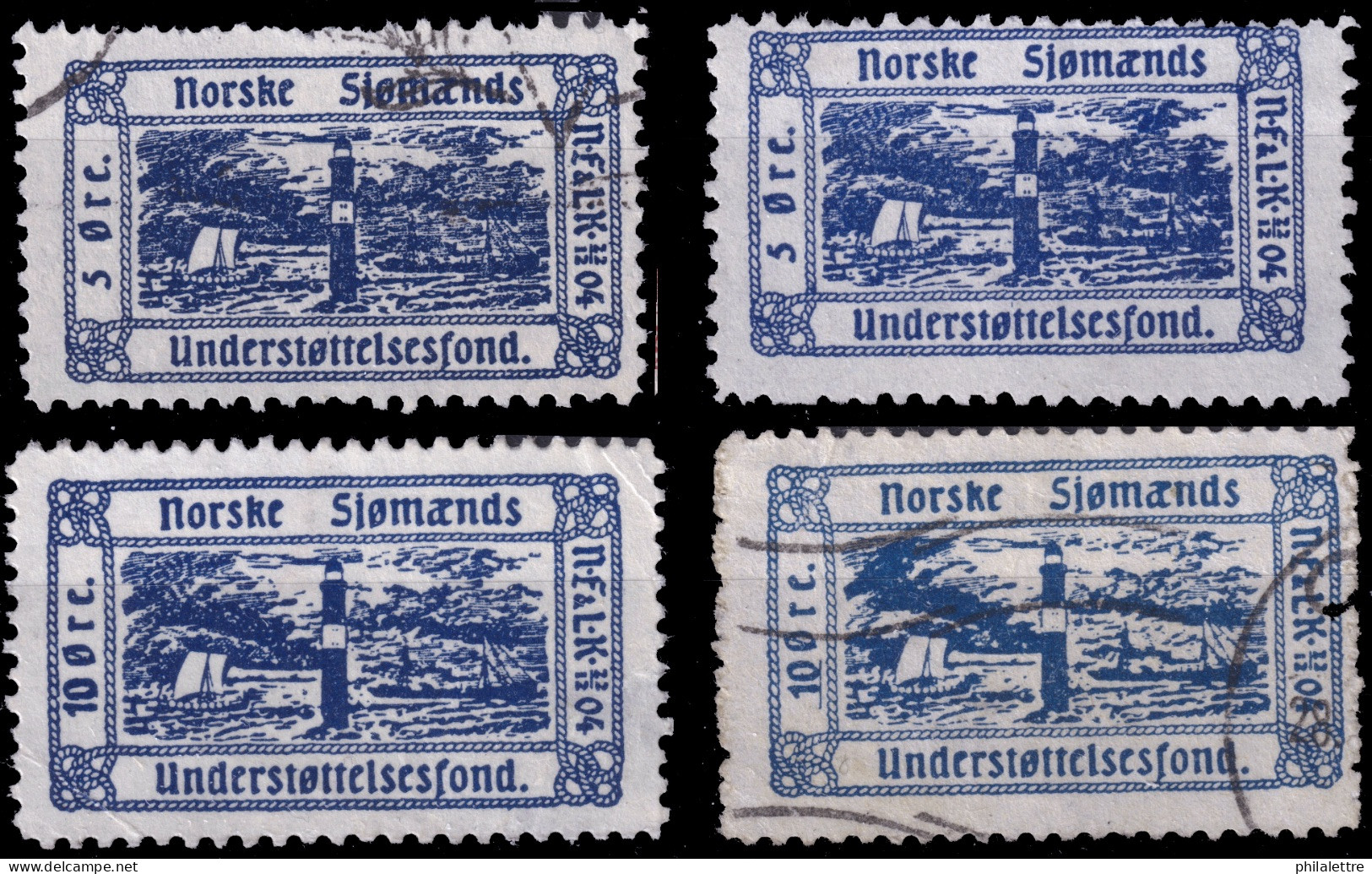 NORWAY - 1904 5ö & 10ö Poster Stamps For The Norwegian Seamen Support Fund P.11-1/2 "Norske Sjømænds Understøtelsesfond" - Andere & Zonder Classificatie