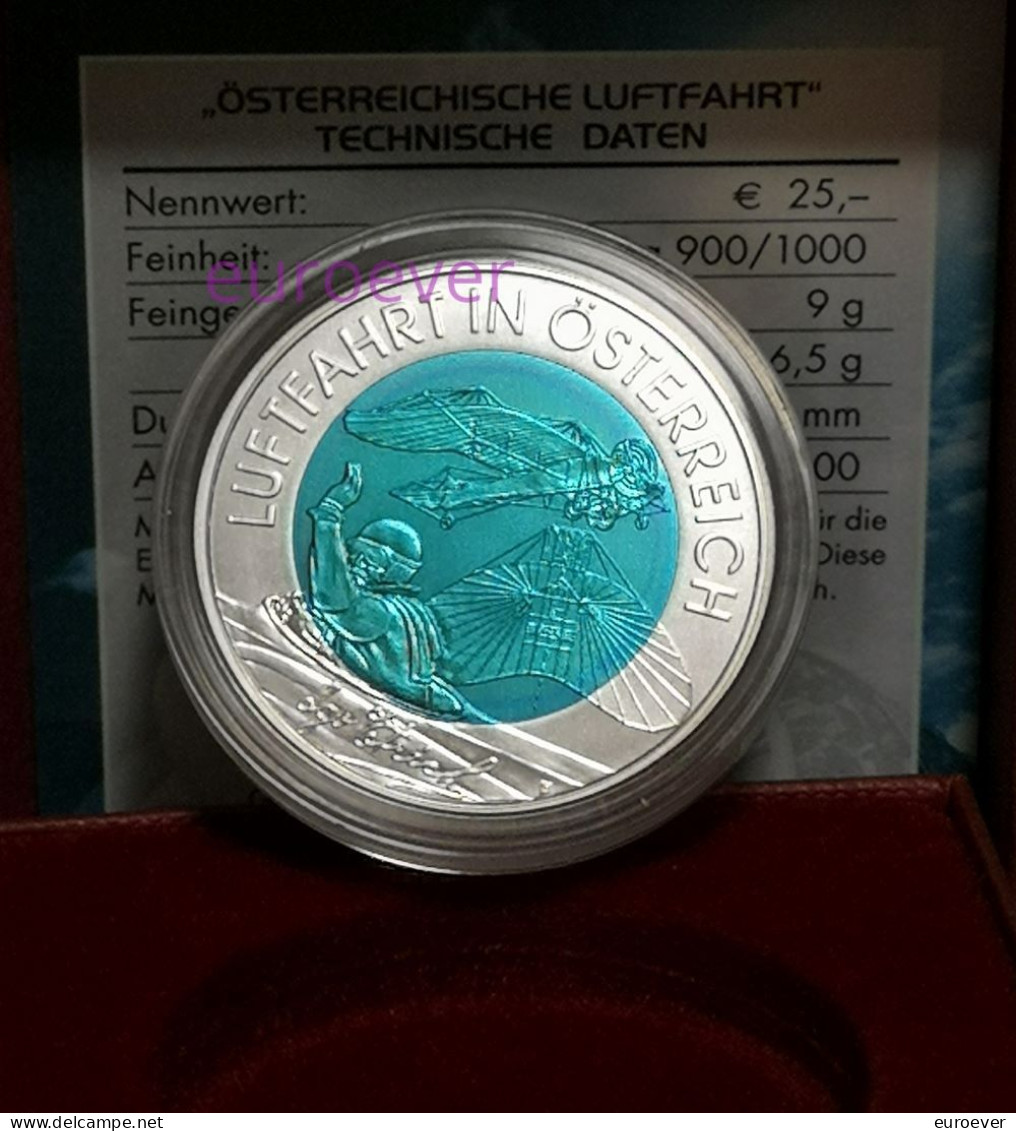 25 Euro Gedenkmünze 2007 Österreich / Austria - Luftfahrt - Silber / Niob - Autriche