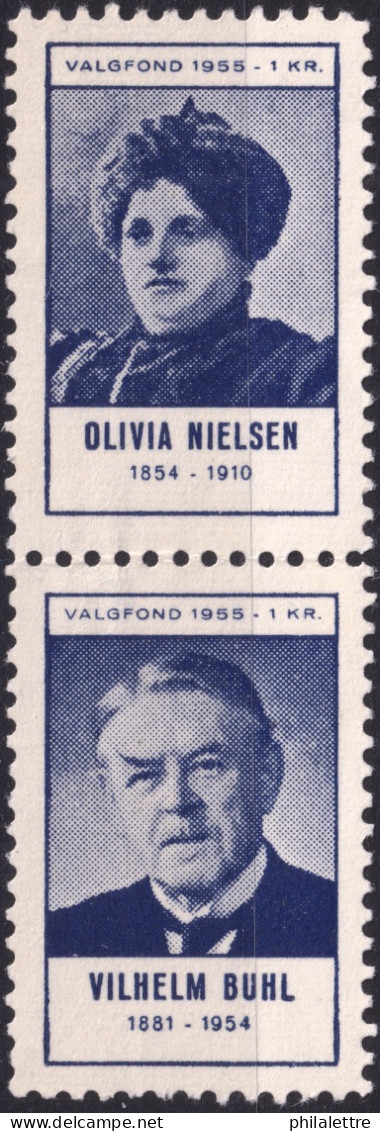 DENMARK - 1955 Pair Of Fund Raising Stamps For The Social Democrat Party - VALSFOND 1955 Olivia Nielsen & Vilhelm Buhl - Andere & Zonder Classificatie