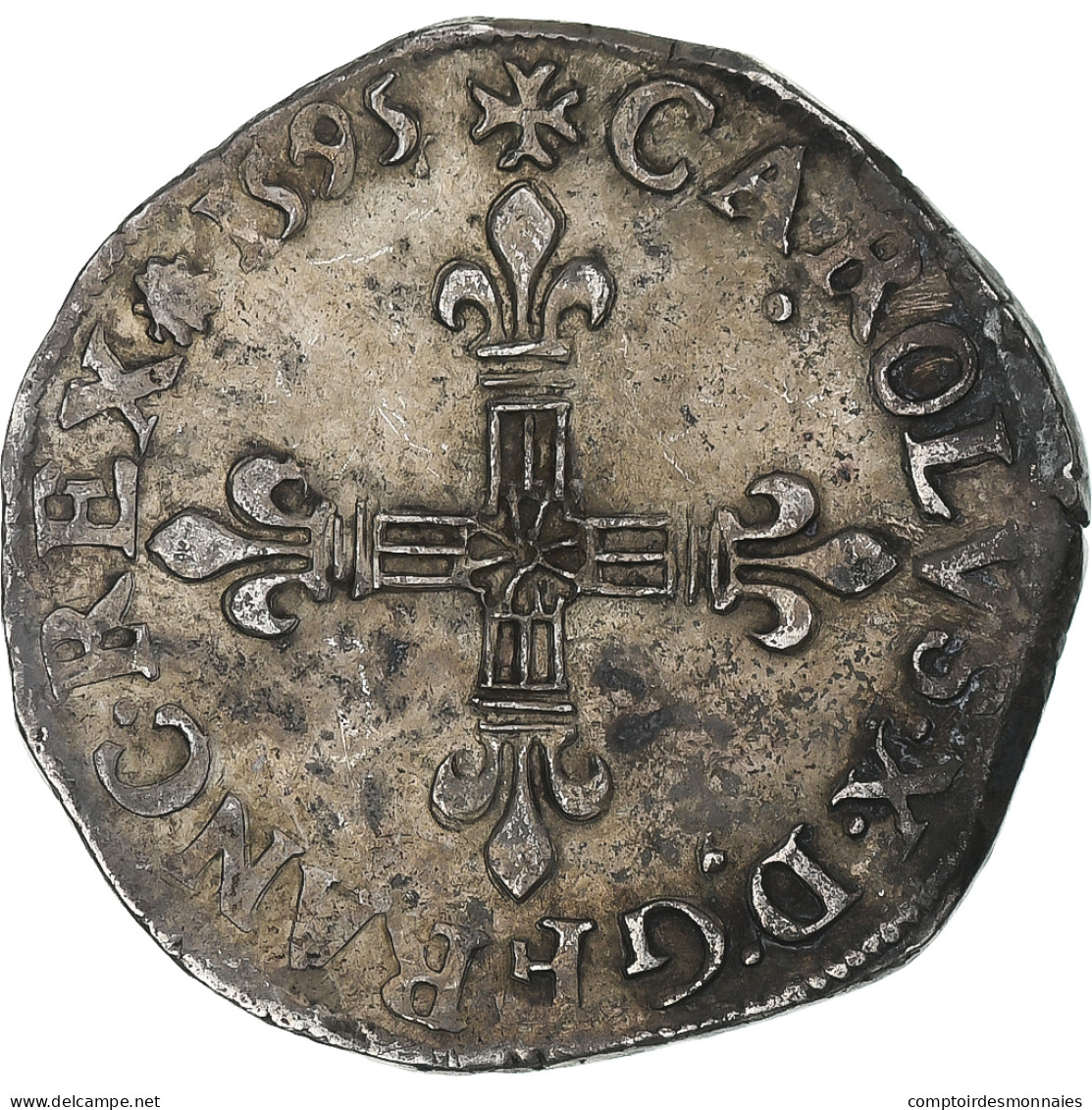 France, Charles X, 1/4 Ecu, 1595, Dinan, TTB, Argent, Gadoury:521 - 1589-1610 Enrique IV