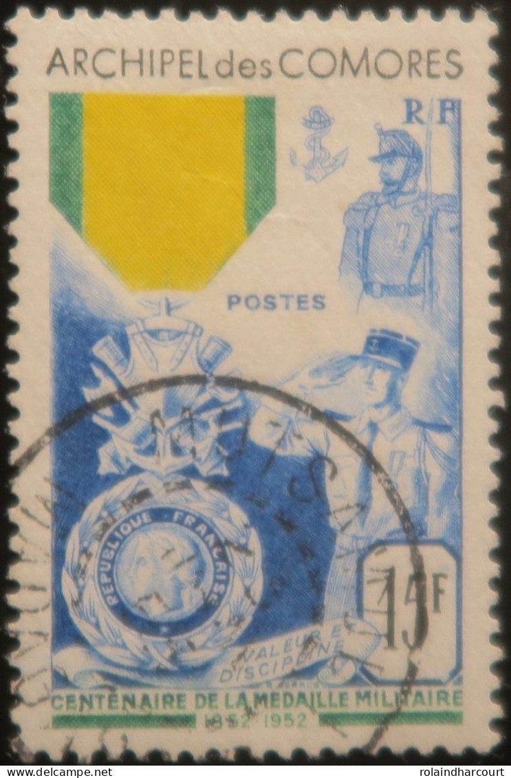 LP3972/4 - 1952 - COLONIES FRANÇAISES - COMORES - MEDAILLE MILITAIRE - N°12 Avec CàD - Cote (2024) : 55,00 € - Used Stamps