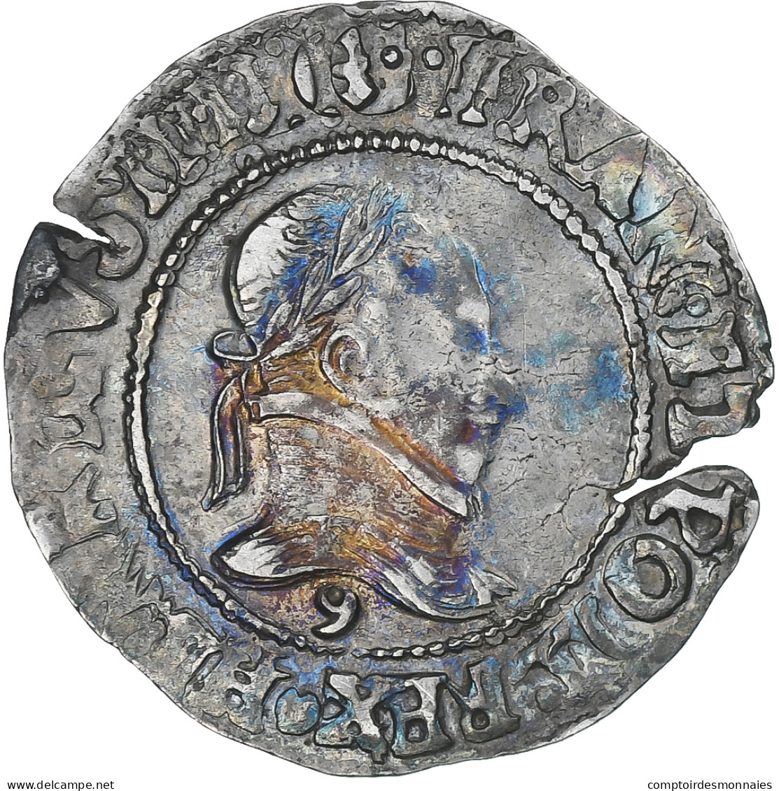 France, Henri III, 1/4 Franc Au Col Plat, 1587, Rennes, TTB, Argent, Gadoury:479 - 1574-1589 Henry III