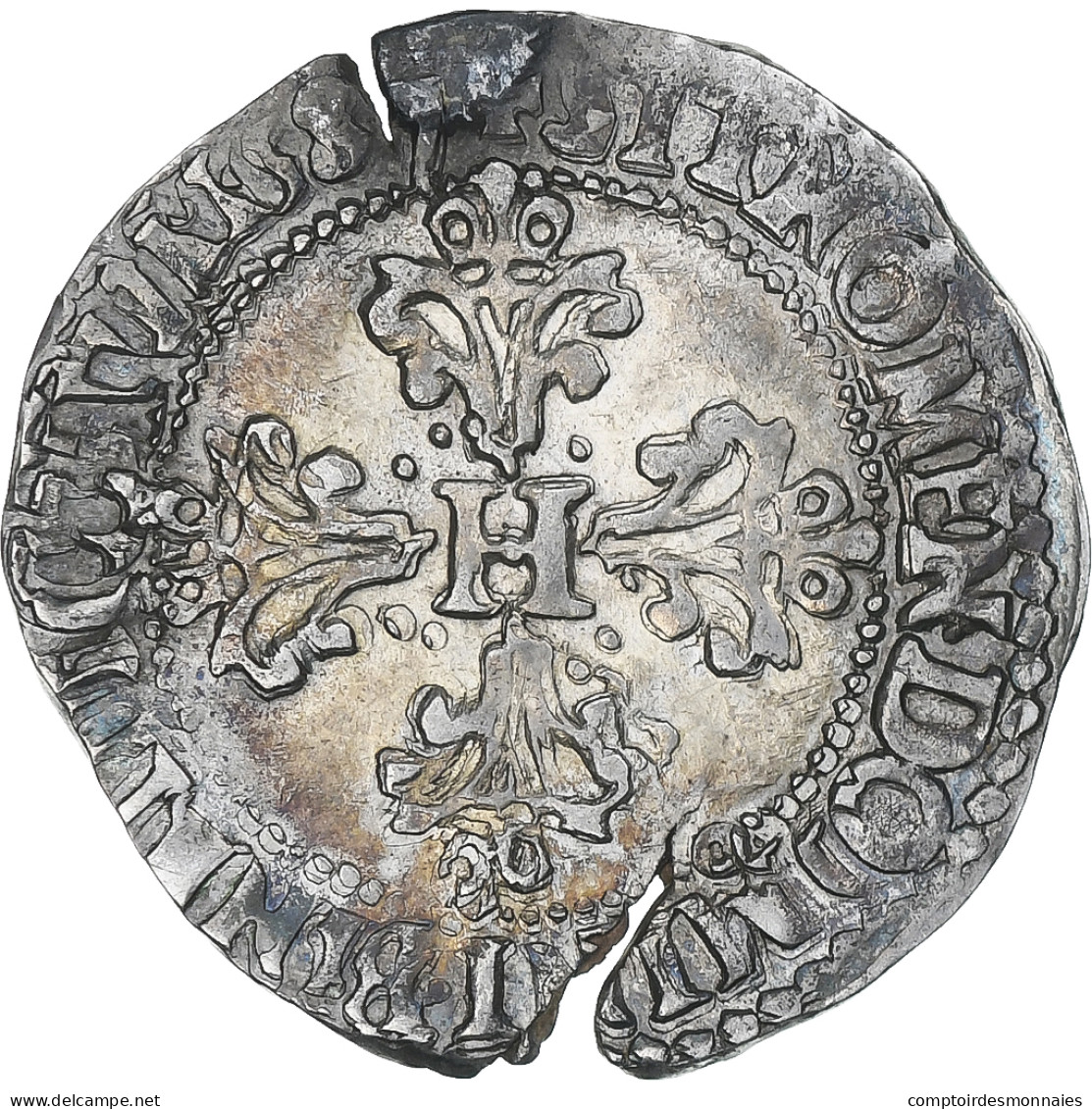 France, Henri III, 1/4 Franc Au Col Plat, 1587, Rennes, TTB, Argent, Gadoury:479 - 1574-1589 Heinrich III.