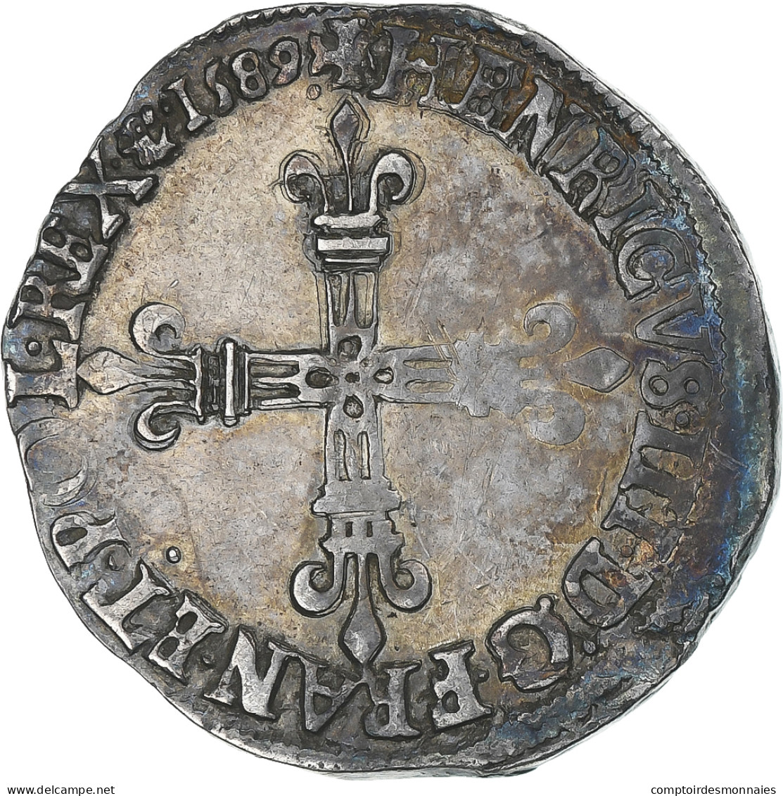 France, Henri III, 1/4 Ecu, 1589, Saint-Lô, TTB, Argent, Gadoury:494 - 1574-1589 Henri III