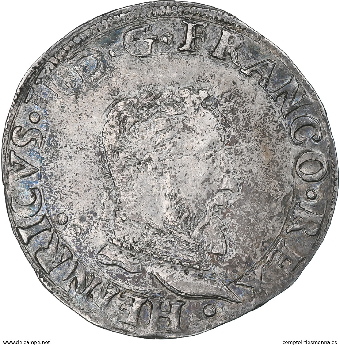 France, Henri II, 1/2 Teston à La Tête Nue, 1553, Toulouse, Buste D, TTB - 1547-1559 Henry II