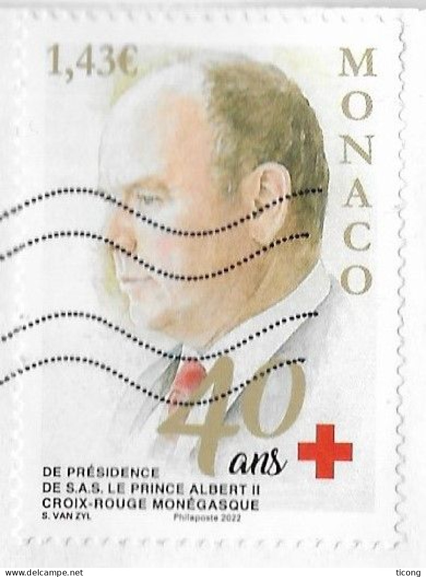 MONACO MONTE CARLO 2023, CROIX ROUGE, ALBERT II ( TIMBRE DE 2022 ) SUR LETTRE DE 2023, VOIR LES SCANNERS - Lettres & Documents