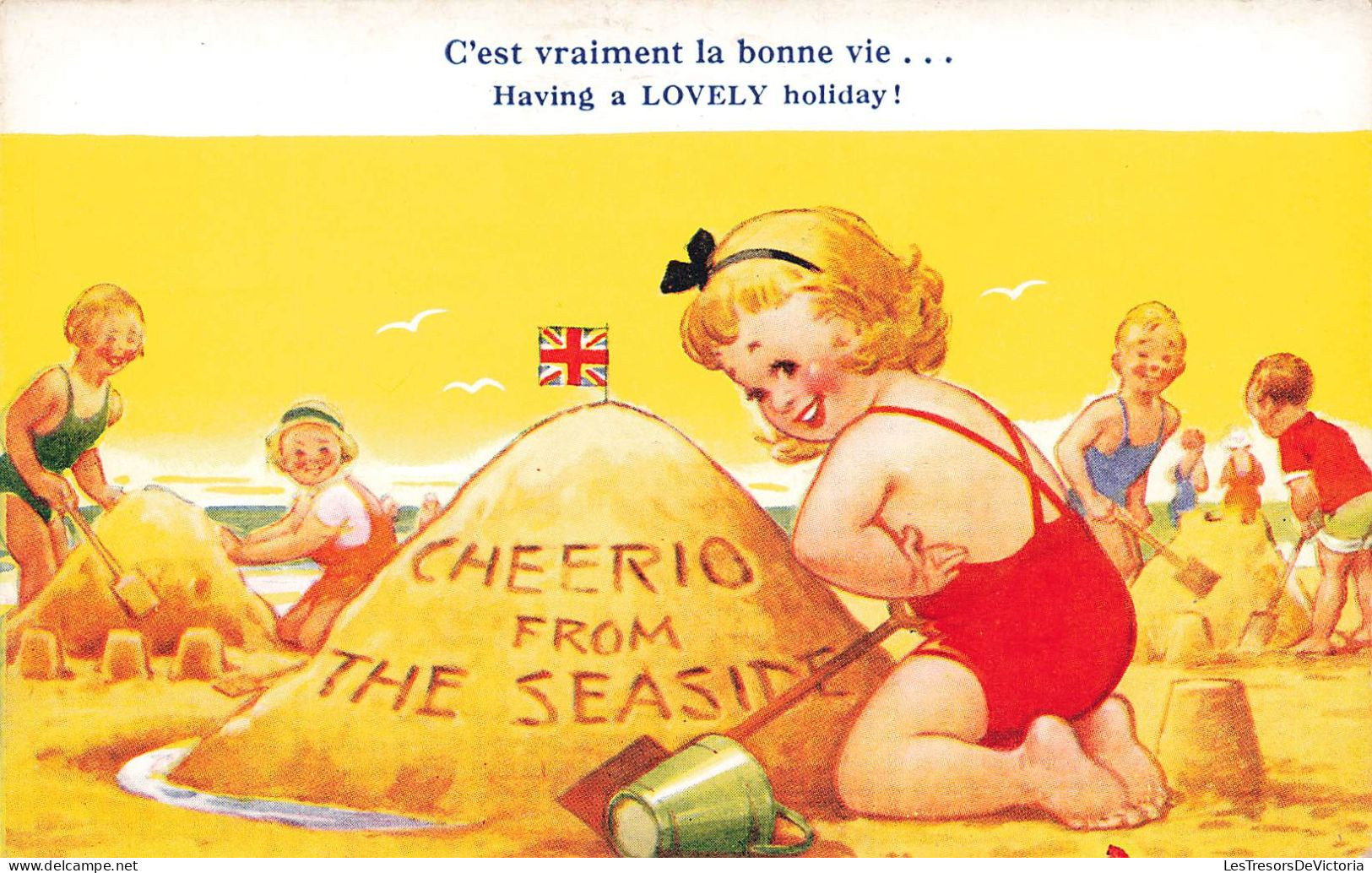 ROYAUME UNI - Having A Lovely Holiday ! - Cheerio From The Seaside - Enfants à La Plage - Carte Postale Ancienne - Sonstige & Ohne Zuordnung