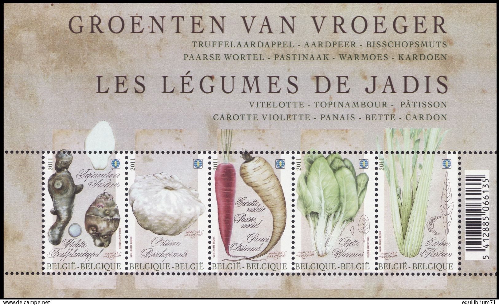 BL186**(4105/4109) Les Légumes De Jadis/Groenten Van Vroeger/Das Gemüse Von Früher/The Vegetables Of Yesteryear - MONDE - Vegetazione