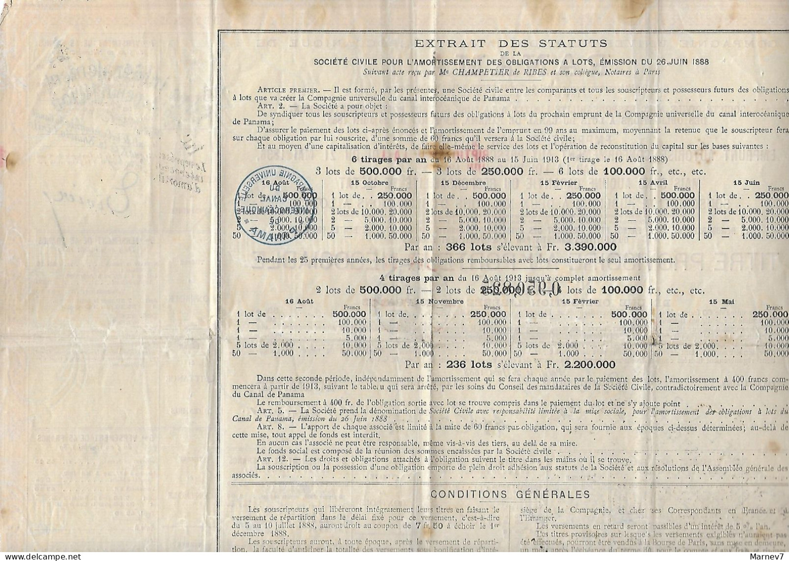 Titre Provisoire Au Porteur Négociable - Obligation De 60 Francs PANAMA 1988 Avec Vignette Contrôle Canal Interocéanique - Navigazione