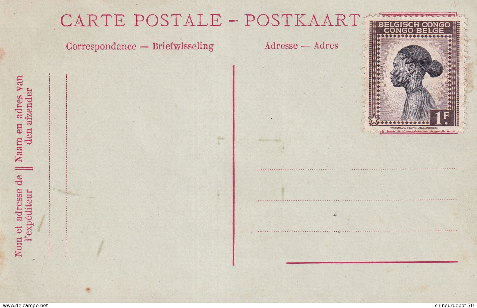 Carte Non Ecrite Avec Timbres Collé Belgisch Congo  Congo Belge - Interi Postali