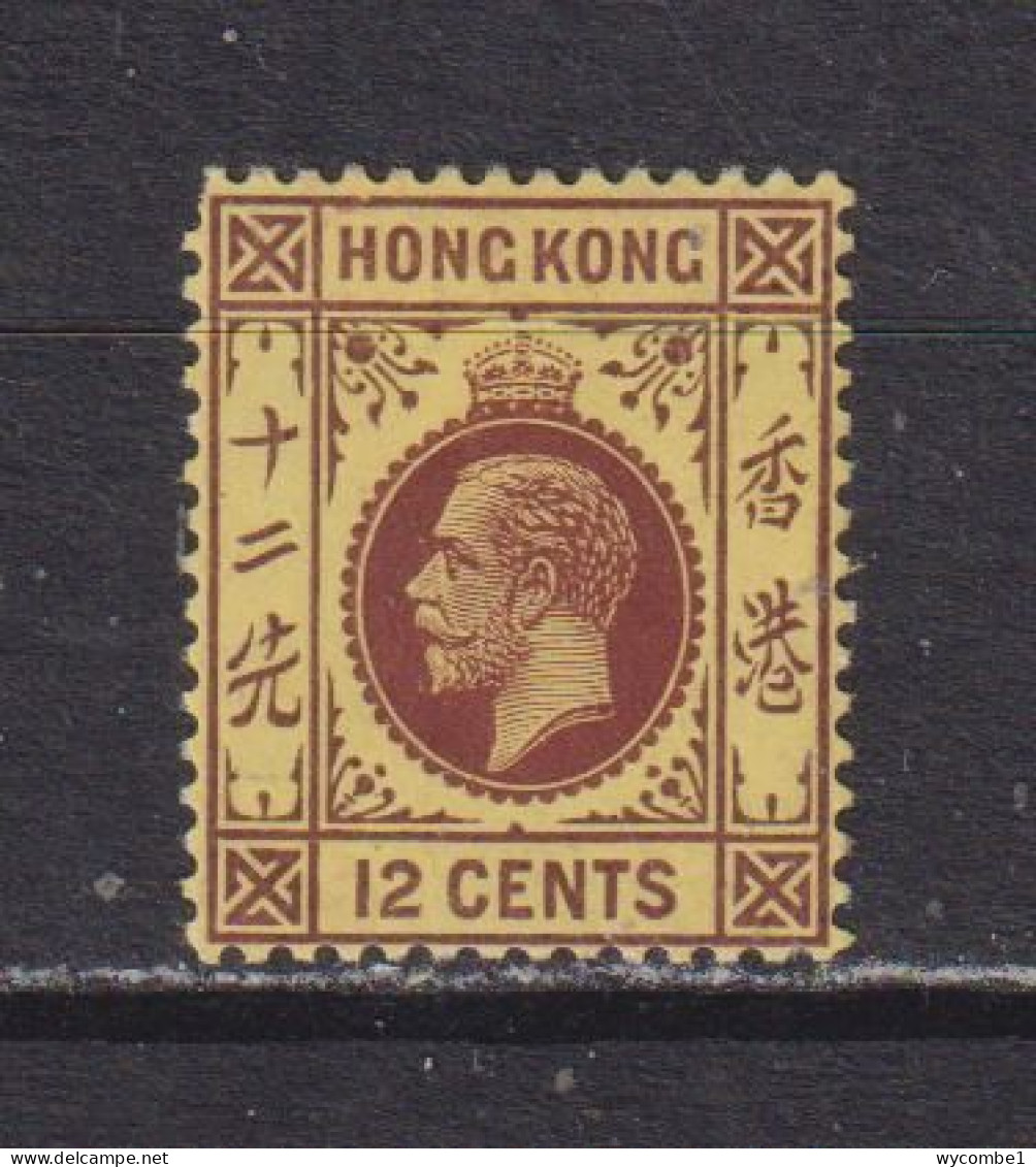 HONG KONG  -  1912-21 George V Multiple Crown CA 12c Hinged Mint - Unused Stamps