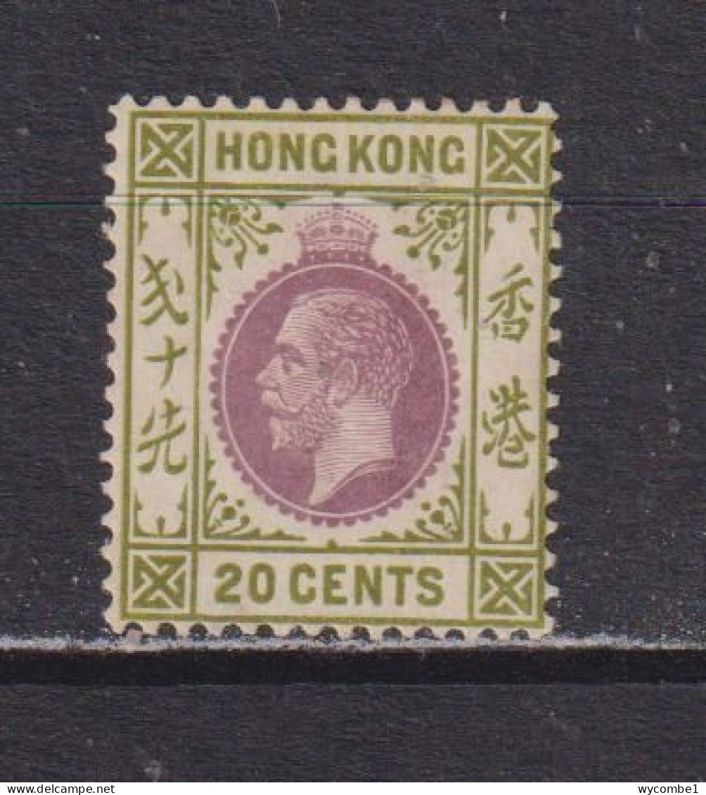 HONG KONG  -  1912-21 George V Multiple Crown CA 20c Hinged Mint - Nuovi