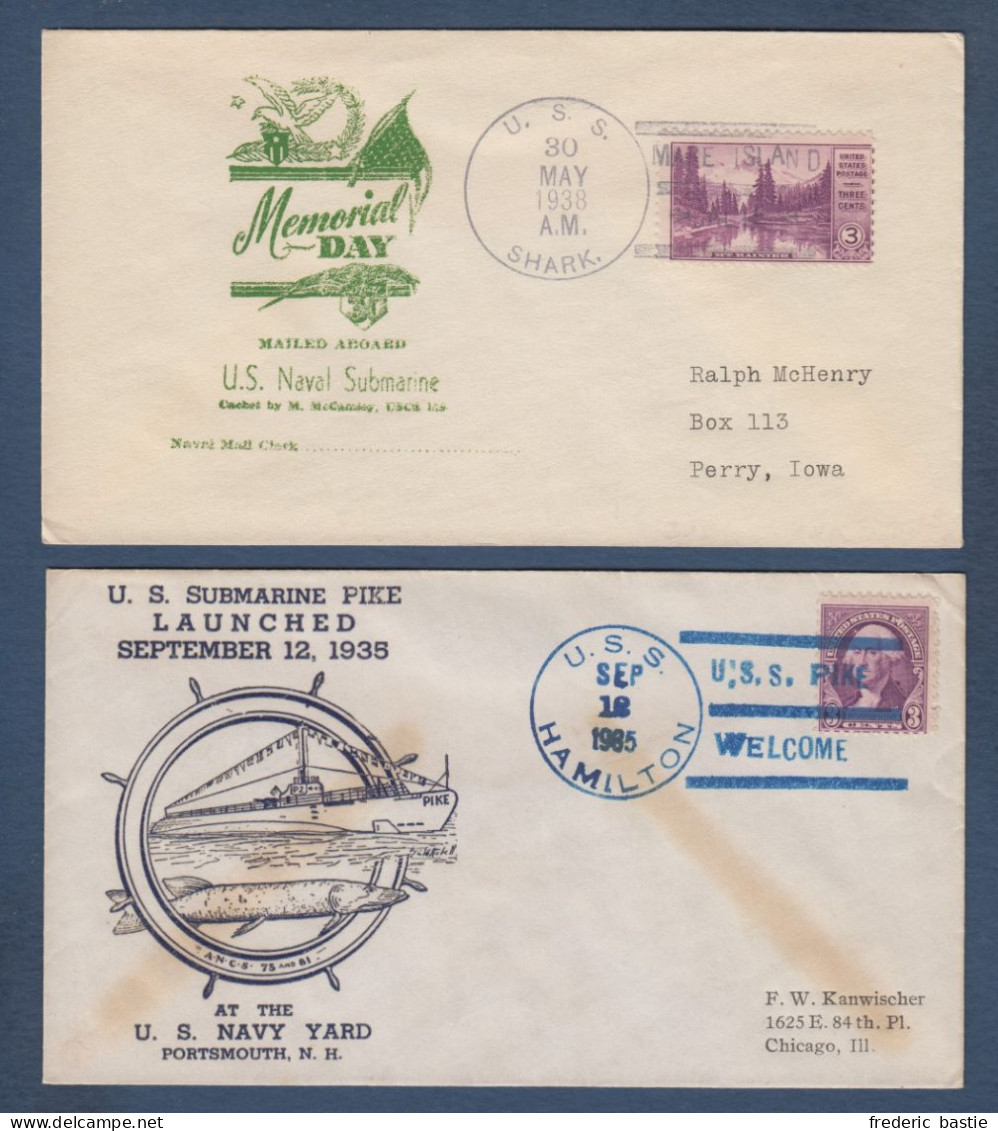 U.S.A. - 12 Enveloppes Avec Cachets De Sous Marins - Submarines