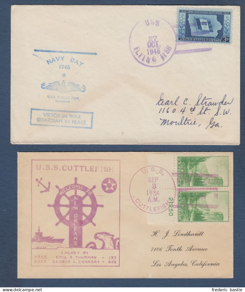 U.S.A. - 12 Enveloppes Avec Cachets De Sous Marins - Submarines