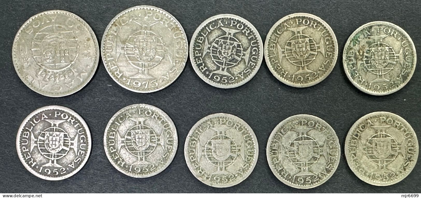 MACAU LOT OF 10 COINS INCL. 8 X 1952 + 2X 1973, 50AVOS USED COINS - Macau