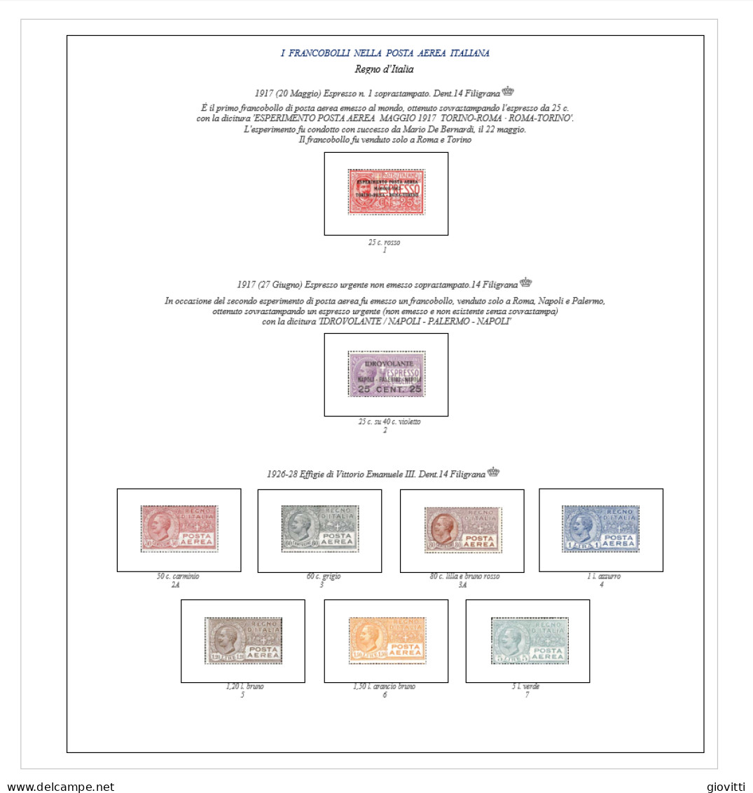 POSTA AEREA ITALIANA Fogli Autocostruiti Per Album A 22 Anelli. - Kisten Für Briefmarken