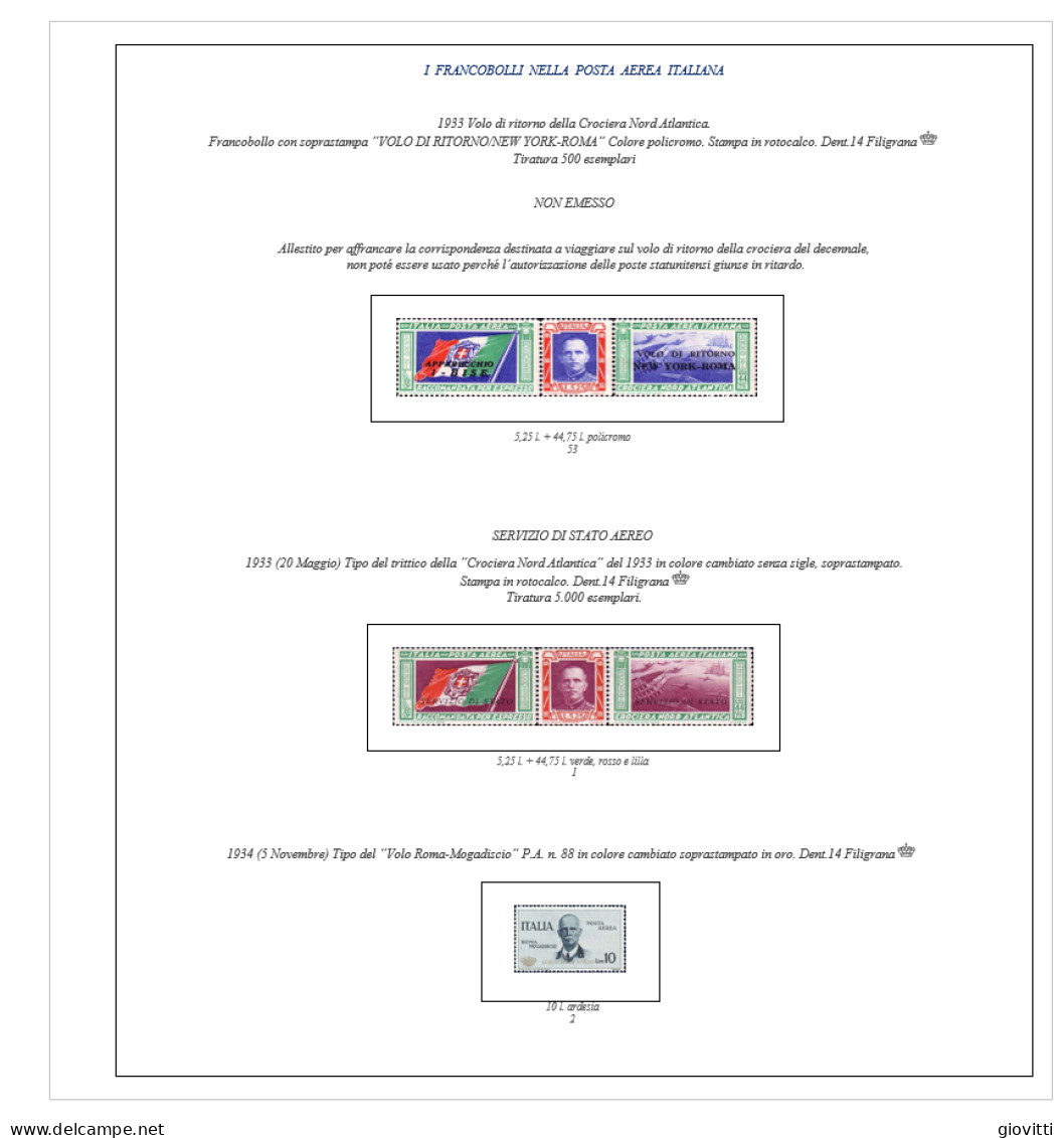 POSTA AEREA ITALIANA Fogli Autocostruiti Per Album A 22 Anelli. - Kisten Für Briefmarken