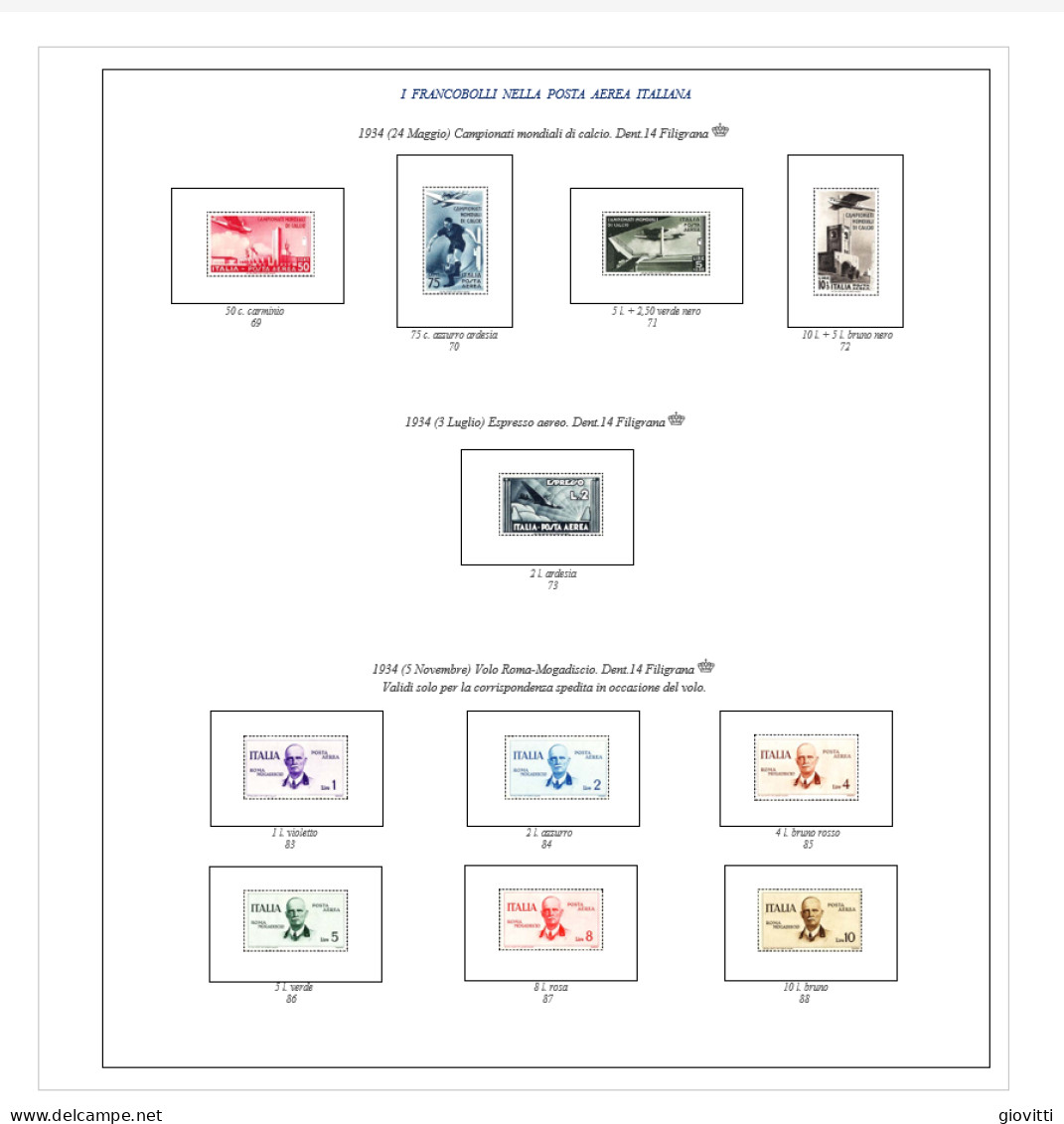 POSTA AEREA ITALIANA Fogli Autocostruiti Per Album A 22 Anelli. - Stamp Boxes