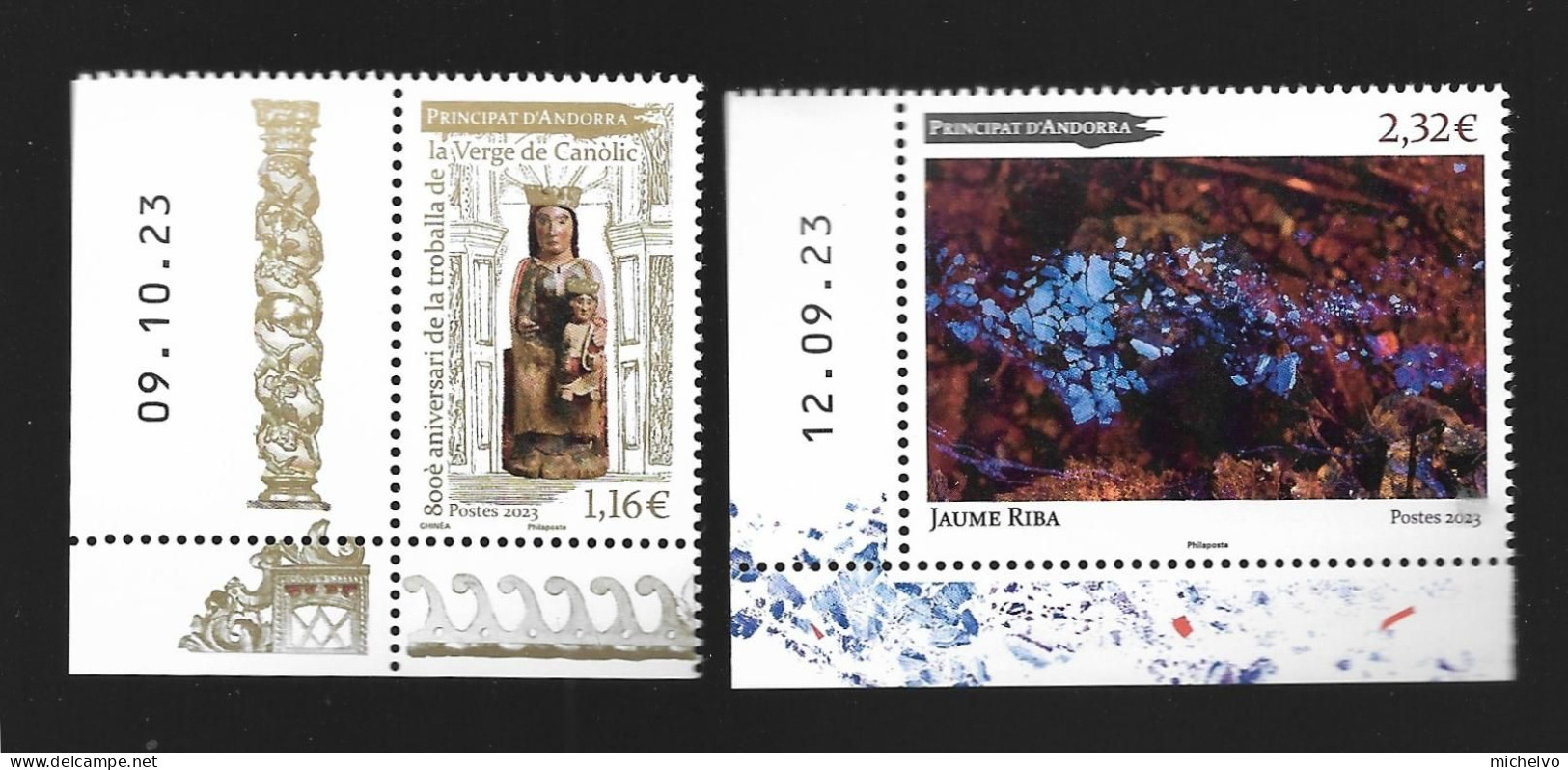 Andorre 2023 - Yv N° 902 & 903 ** - Jaume Riba Et La Verge De Canolic (coin Daté) - Unused Stamps