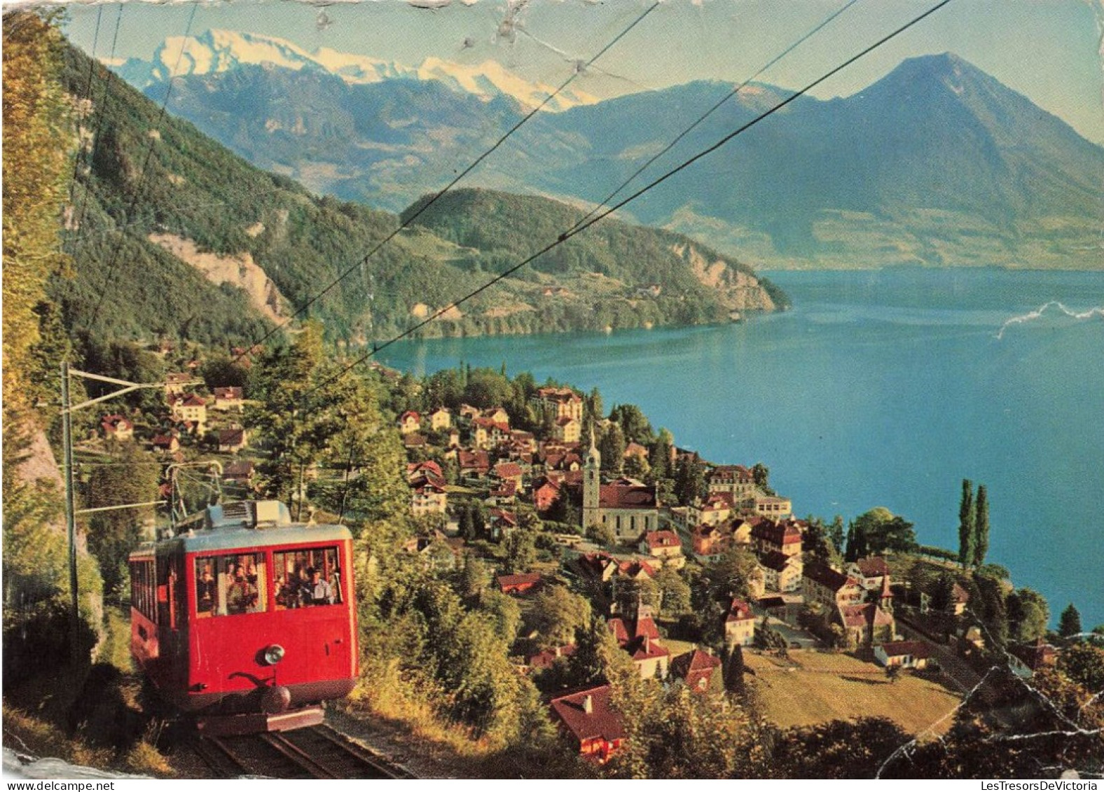 SUISSE - Vitznau - Lac Des Quatre-Cantons Avec Le Chemin De Fer Du Rigi Et Les Alpes De Nidwald - Carte Postale - Vitznau