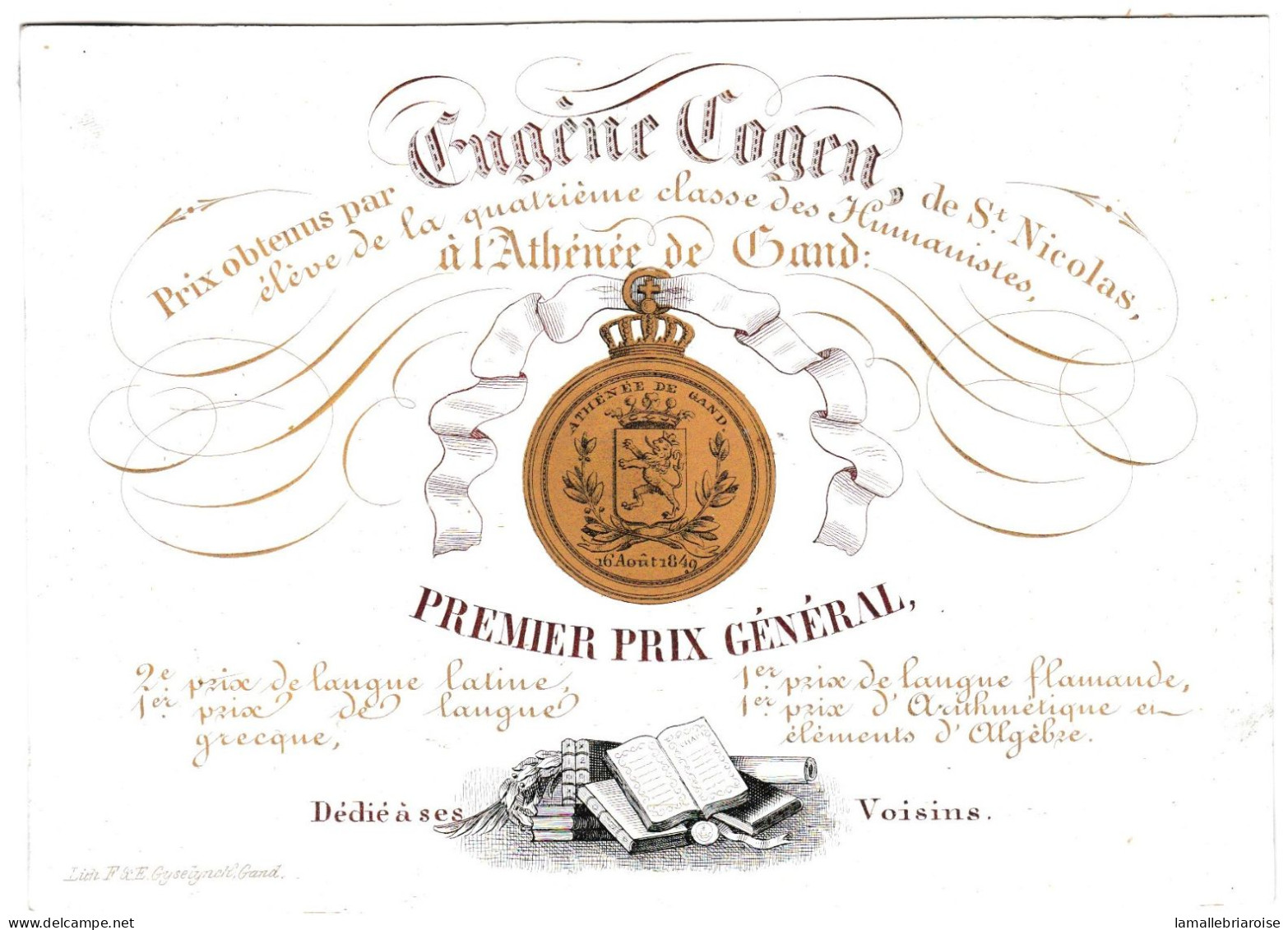 Belgique "Carte Porcelaine"  Porseleinkaart, Athenee De Gand, Premier Prix General, Dim:146x104mm - Cartoline Porcellana