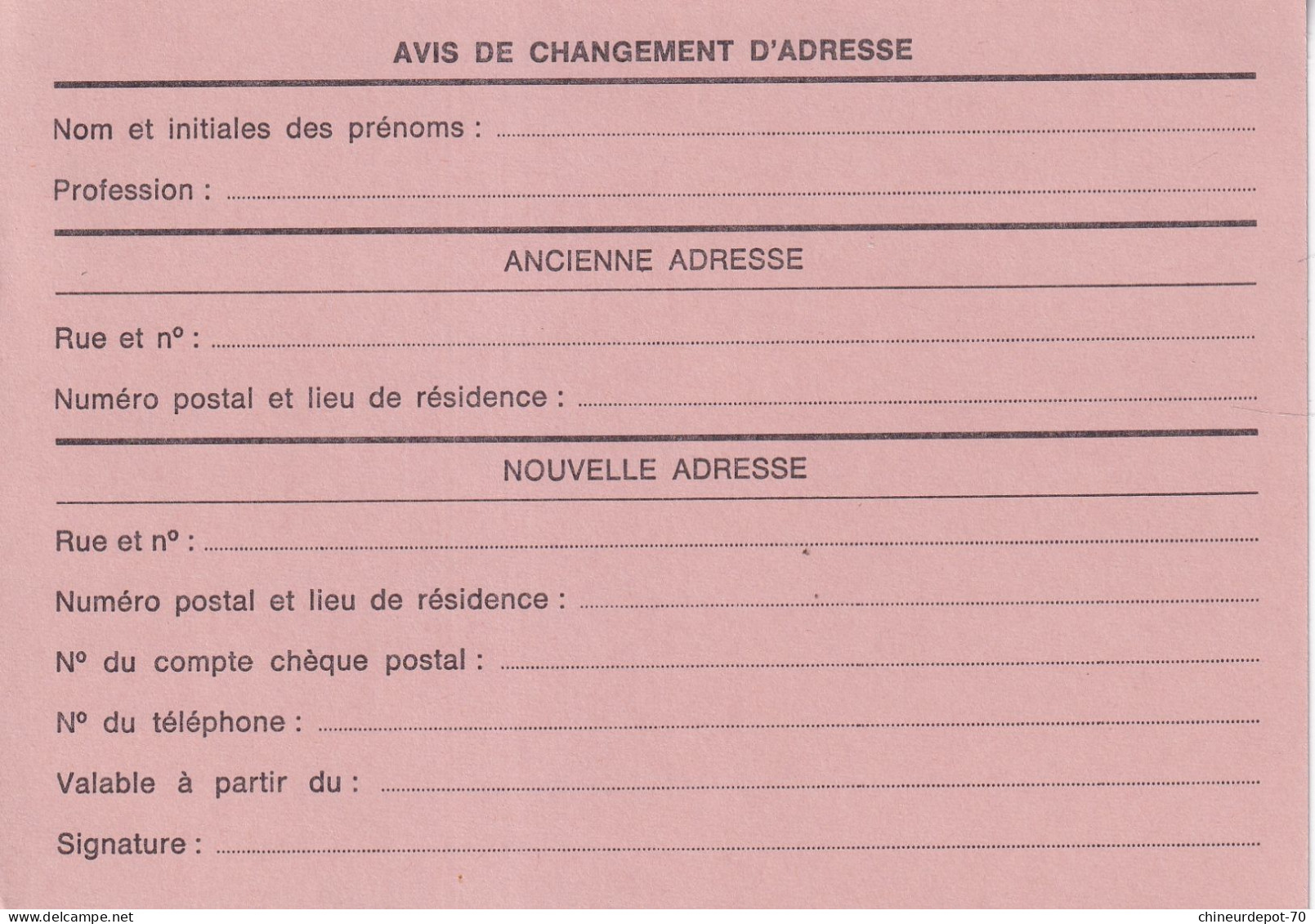 Avis De Changement D'adresse P010 - Avviso Cambiamento Indirizzo