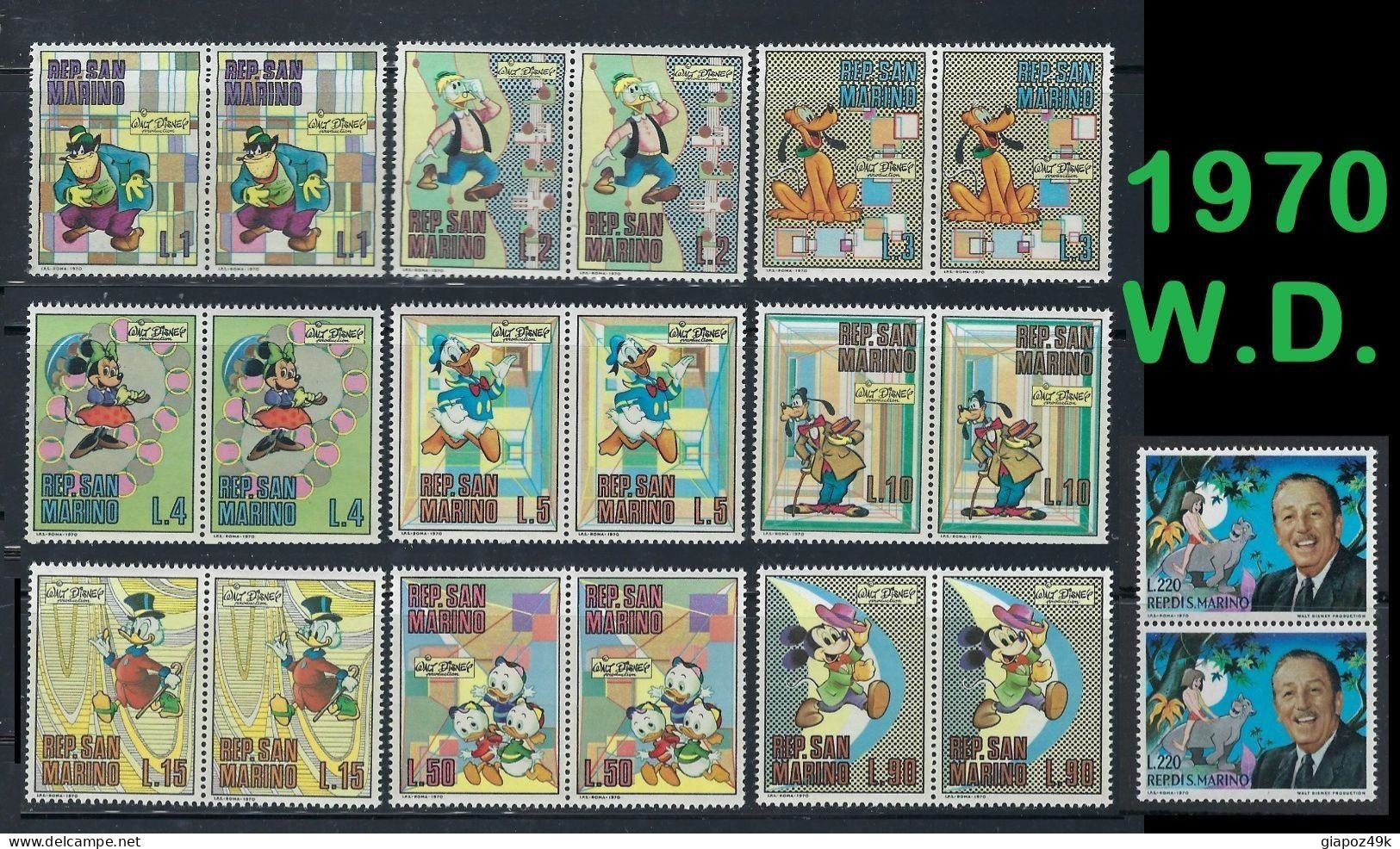 ● San MARINO 1007 ֍ Walt Disney ● Paperino, Topolino, Donald Duck, Mickey Mouse ● COPPIA ** ● Cat.20 € ● Lotto N. 336 ● - Unused Stamps