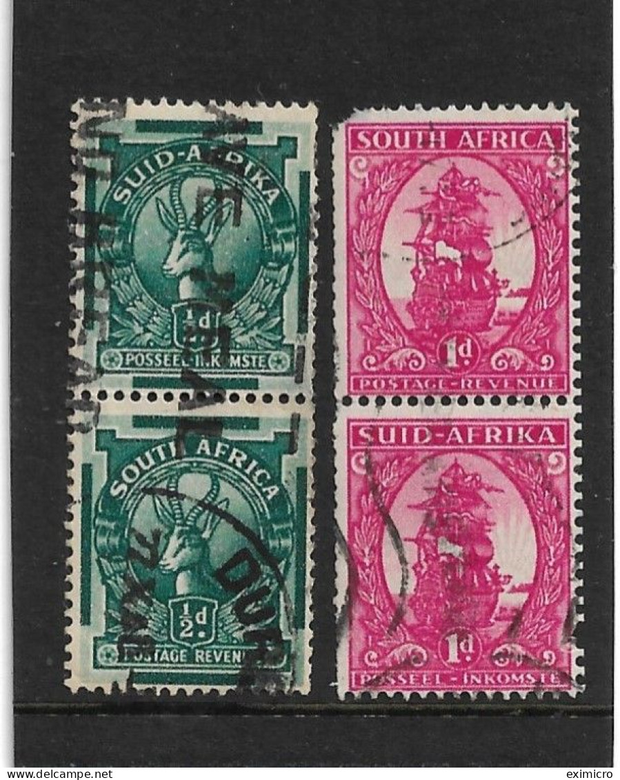 SOUTH AFRICA 1943 COIL STAMPS PAIRS SG 105/106 FINE USED Cat £18 - Used Stamps