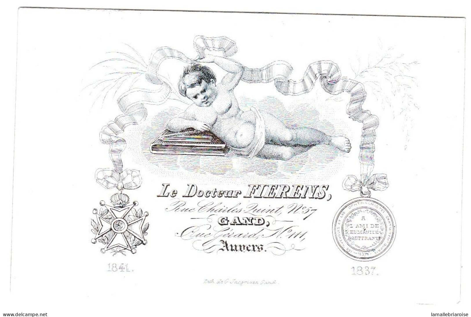 Belgique "Carte Porcelaine"  Porseleinkaart, Docteur Fierens, Gand Et Anvers, Dim:92x59mm - Porseleinkaarten