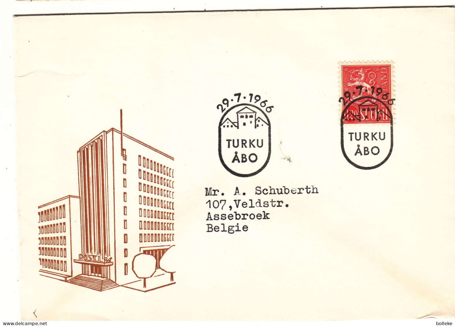 Finlande - Lettre De 1966 - Oblit Turku Äbo - - Cartas & Documentos