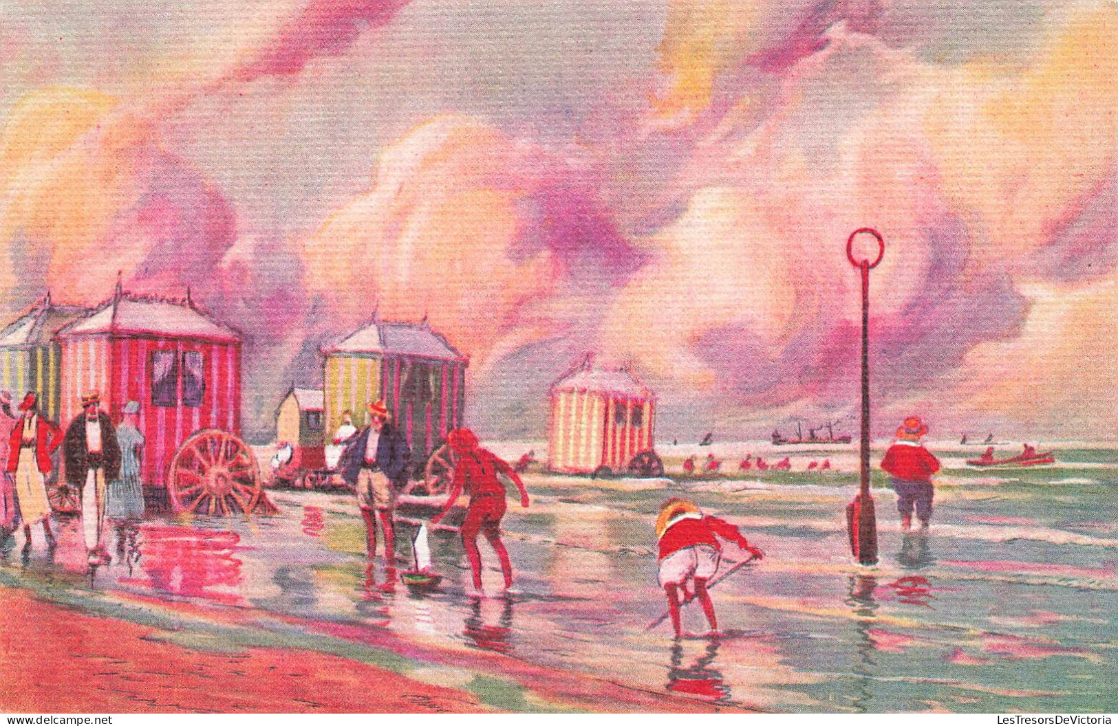 BELGIQUE - Ostende - Des Baigneurs à La Plage - Colorisé - Carte Postale Ancienne - Oostende