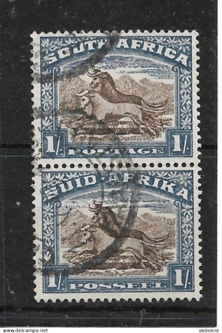 SOUTH AFRICA 1952 1s BLACKISH BROWN AND ULTRAMARINE SG 120a FINE USED Cat £8.40 As A Vertical Pair - Used Stamps