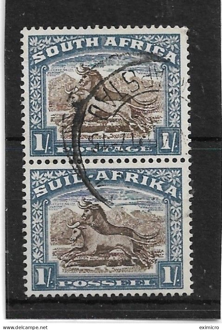 SOUTH AFRICA 1952 1s BLACKISH BROWN AND ULTRAMARINE SG 120a FINE USED Cat £8.40 As A Vertical Pair - Used Stamps