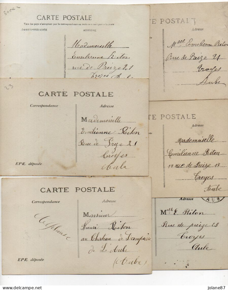 11 CPA    GENEALOGIE   HENRI OU EMILIENNE RITON  A  TROYES   -    BONNE ANNEE DOUX SOUVENIR  1ER AVRIL ............ - Genealogía