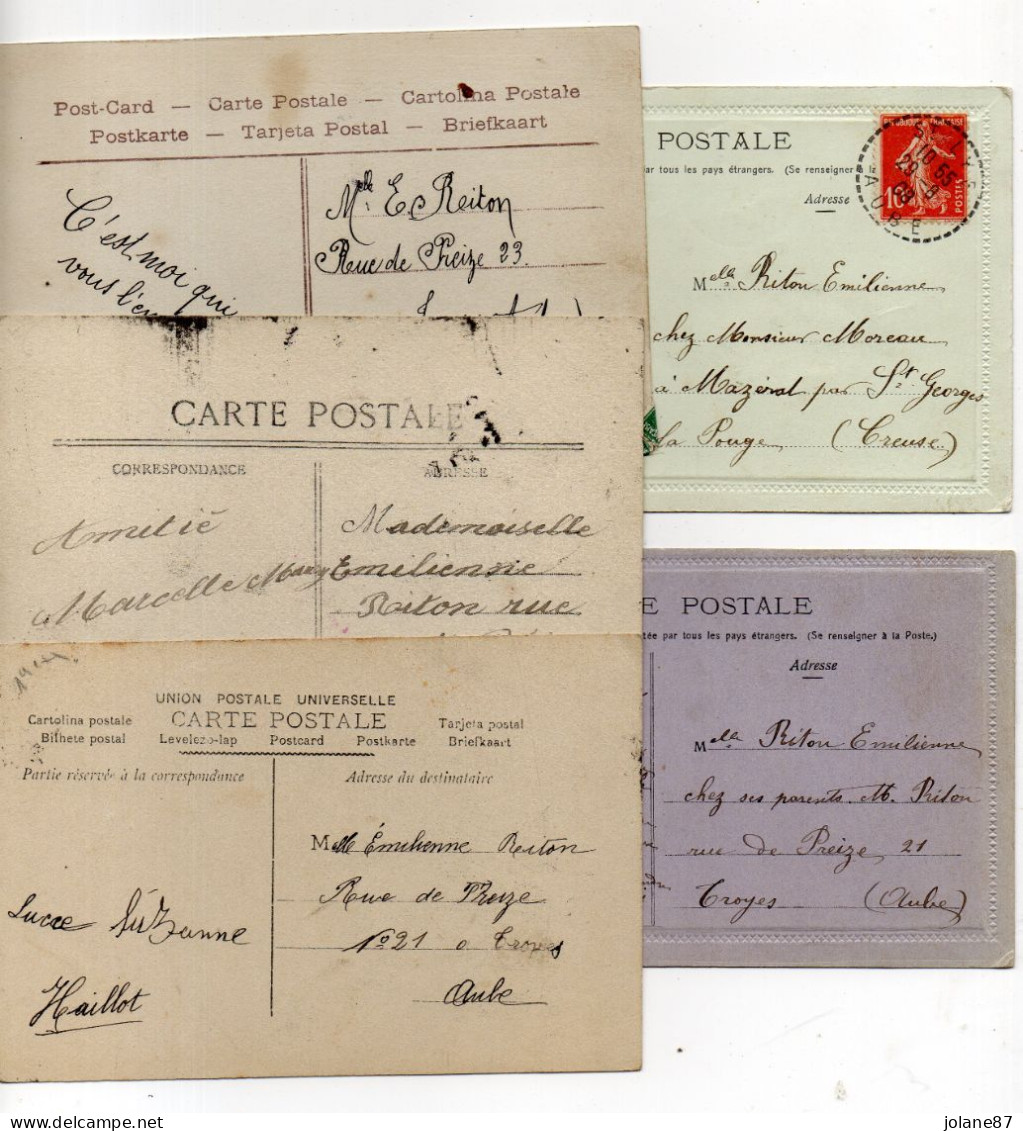 11 CPA    GENEALOGIE   HENRI OU EMILIENNE RITON  A  TROYES   -    BONNE ANNEE DOUX SOUVENIR  1ER AVRIL ............ - Genealogy