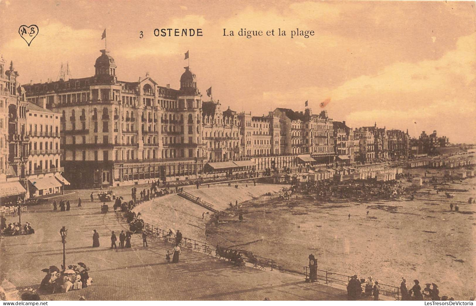 BELGIQUE - Ostende - La Digue Et La Plage - Animé - Carte Postale Ancienne - Oostende