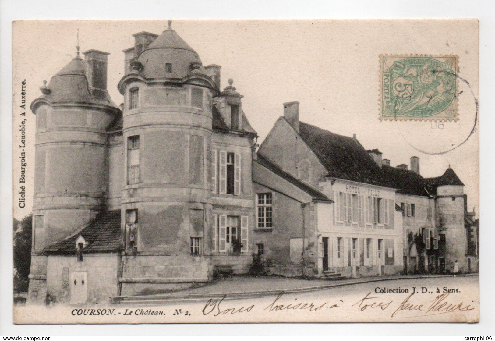 - CPA COURSON (89) - Le Château 1906 (HOTEL DE VILLE) - Collection J. D. - - Courson-les-Carrières