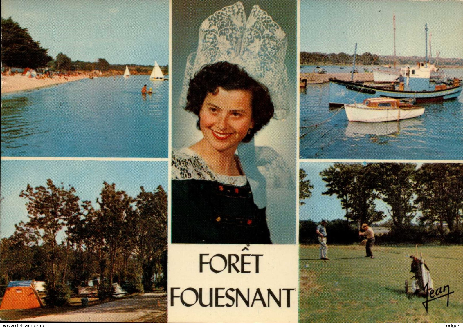 29 , Cpm LA FORET FOUESNANT , Place , Camping , Port , Golf , 21116 , Edit. JEAN  Audierne  (02738) - La Forêt-Fouesnant