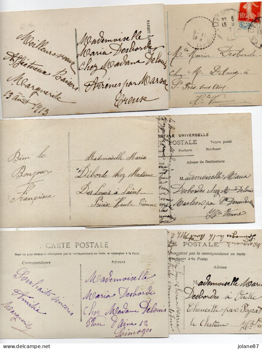 18 CPA   GENEALOGIE   DESBORDES   MARIA  CHEZ  DELOUIS  PLACE D AINE A LIMOGES -    1906/1907/ 1912/1915 - Genealogie