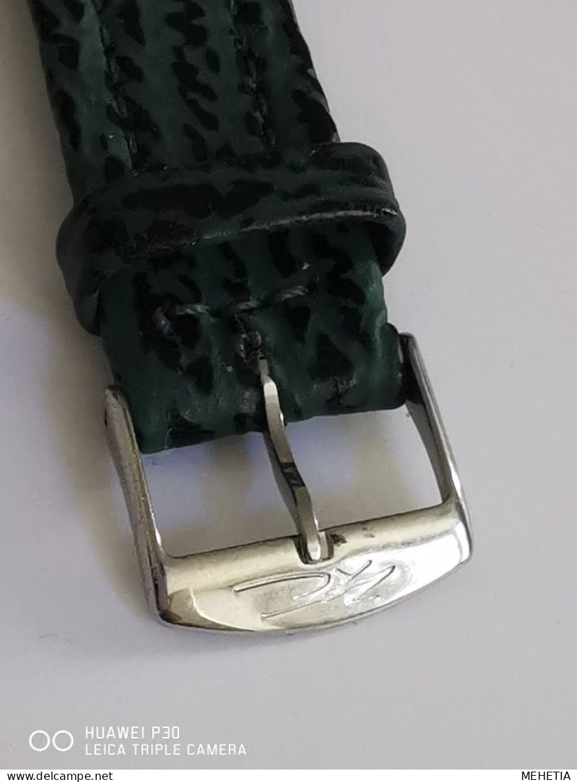 Bracelet De Montre En Cuir Boucle Inox Signée Neuf Vert  - Fait Main En France 18mm Livré Avec 2 Pompes Inox - Autres & Non Classés