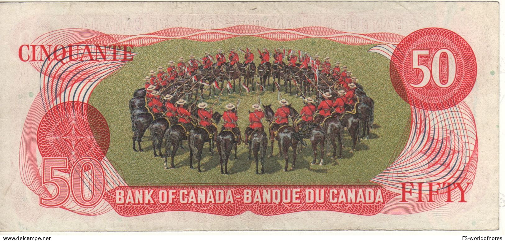 CANADA  $ 50 Dollars  P90a  1975 (William Lyon MacKenzie King +  Mounted Police In "Dome" Formation ) - Canada