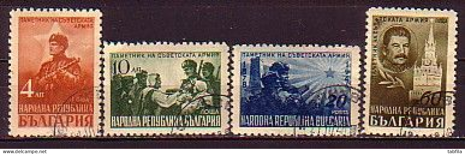 BULGARIA - 1948 - Monument à L'armée Soviétique - Mi 656/59 - Used - Used Stamps